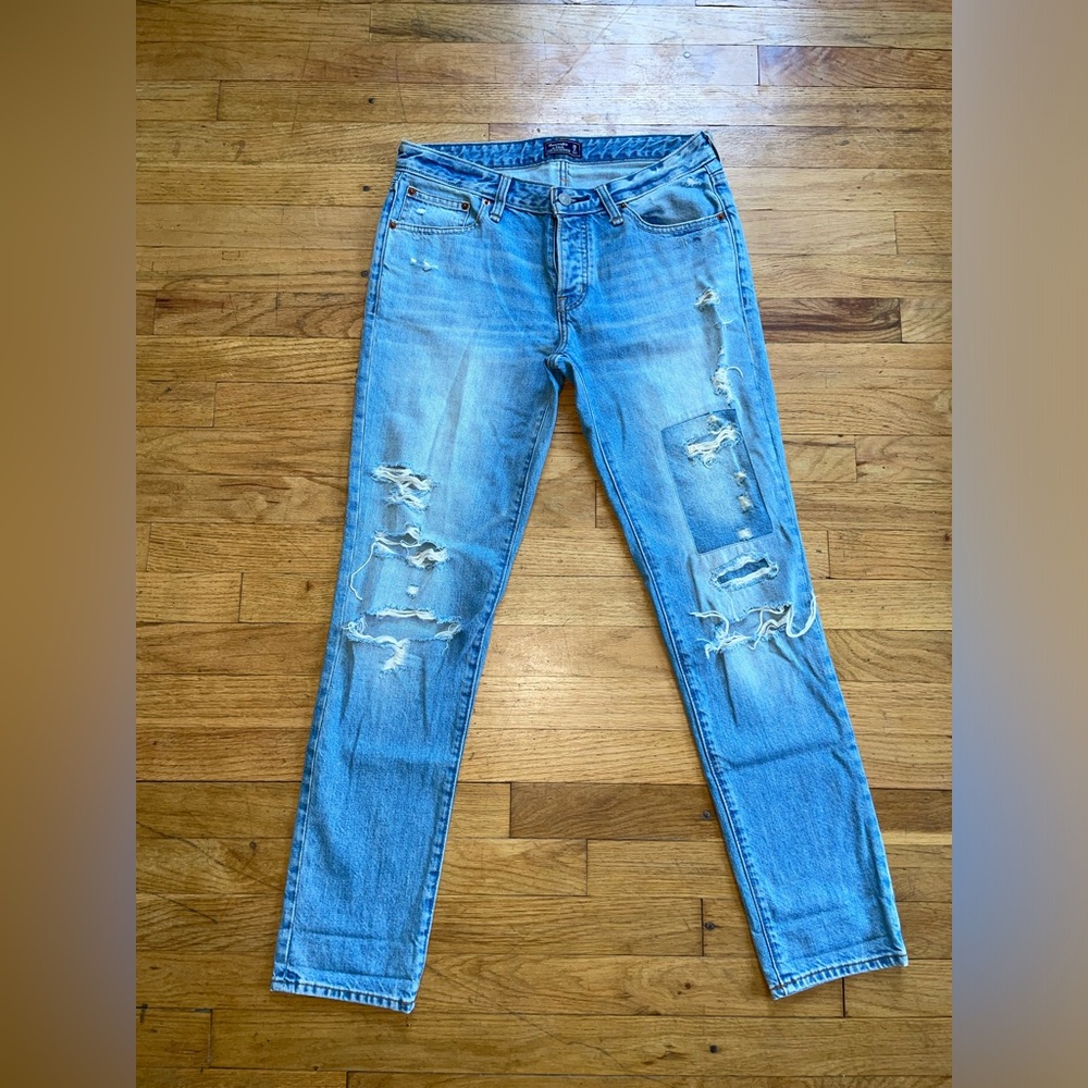 Abercrombie & Fitch Light Blue Distressed Skinny Jeans